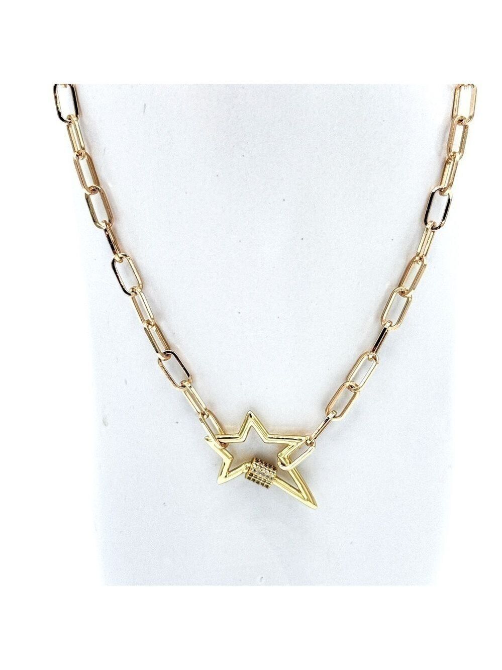 Gold filled heavy paperclip with star connector.